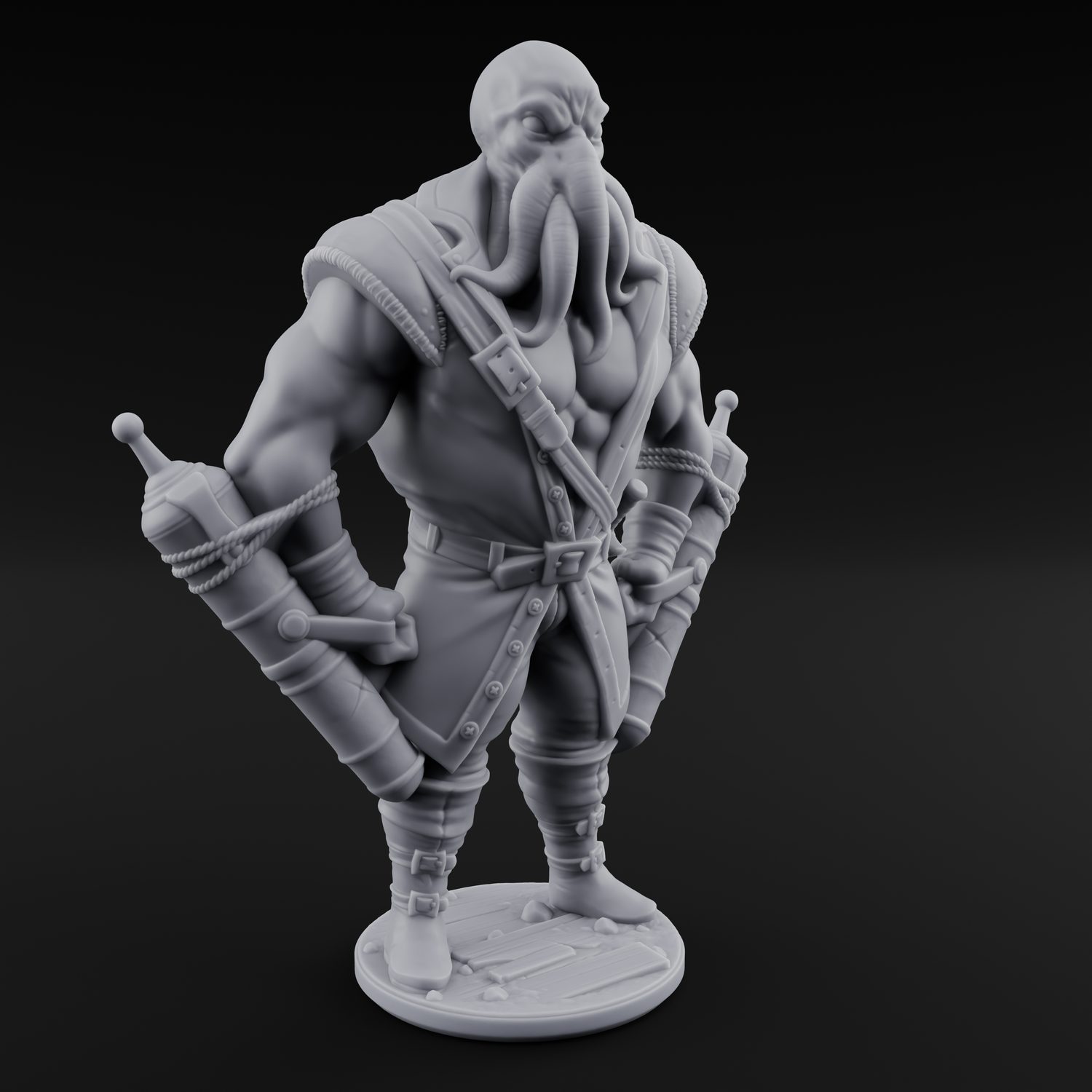 Torch Bearing Buccaneer Mind Flayer Pirate C Miniature for Dungeons and Dragons, Pathfinder or other TTRPGs
