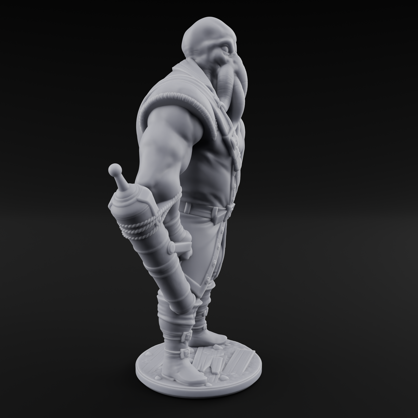 Torch Bearing Buccaneer Mind Flayer Pirate C Miniature for Dungeons and Dragons, Pathfinder or other TTRPGs