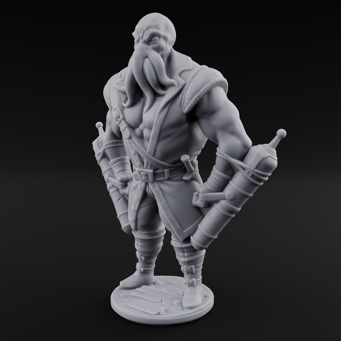 Torch Bearing Buccaneer Mind Flayer Pirate C Miniature for Dungeons and Dragons, Pathfinder or other TTRPGs