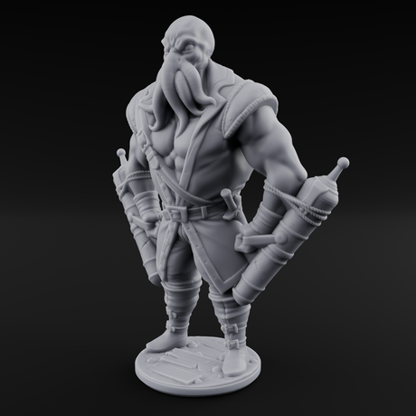 Torch Bearing Buccaneer Mind Flayer Pirate C Miniature for Dungeons and Dragons, Pathfinder or other TTRPGs