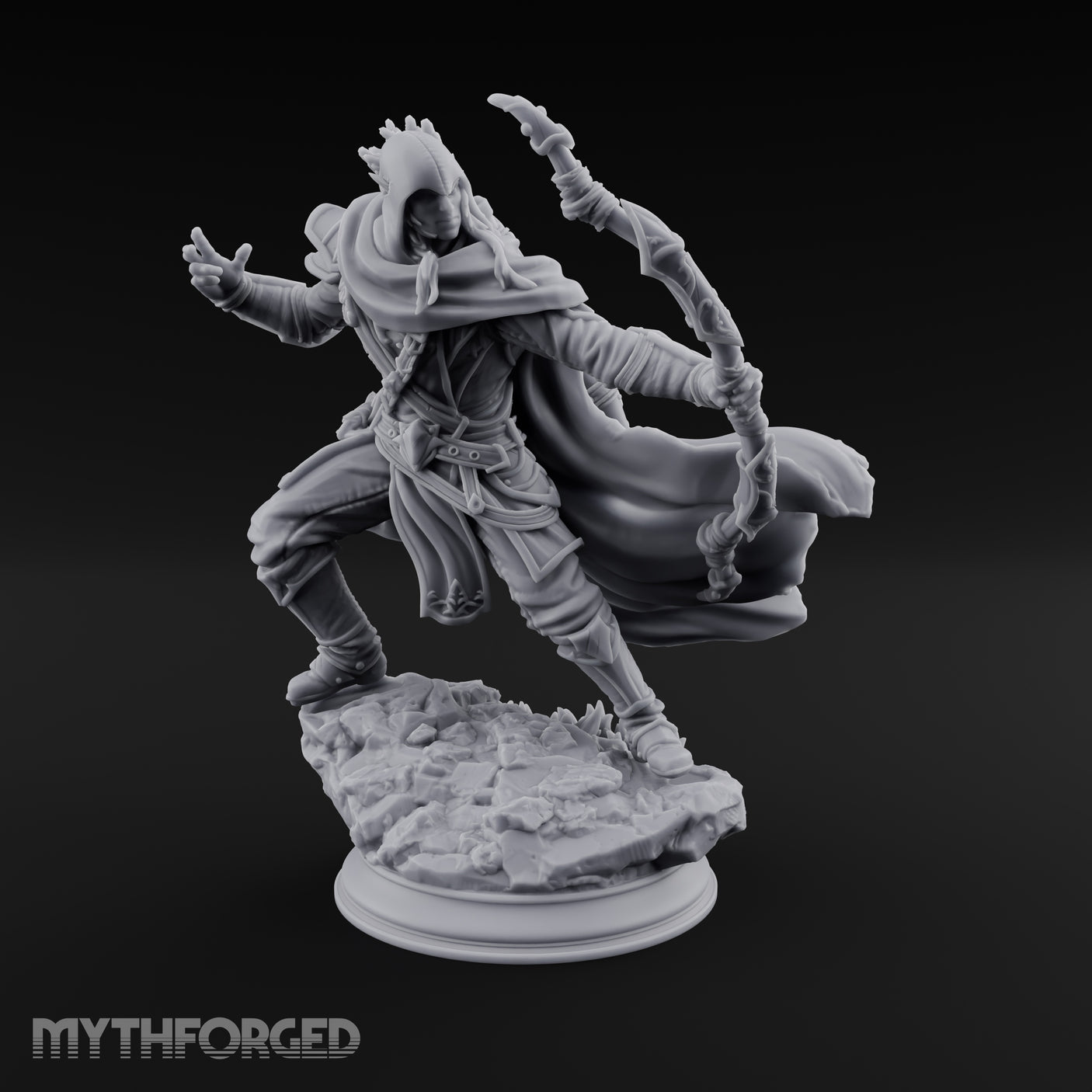 Lunging Forward Elf Ranger Miniature for Dungeons and Dragons, Pathfinder or other TTRPGs