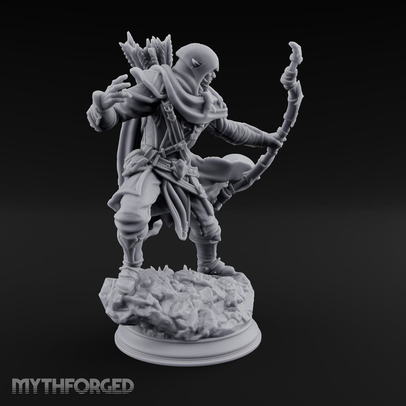 Lunging Forward Elf Ranger Miniature for Dungeons and Dragons, Pathfinder or other TTRPGs