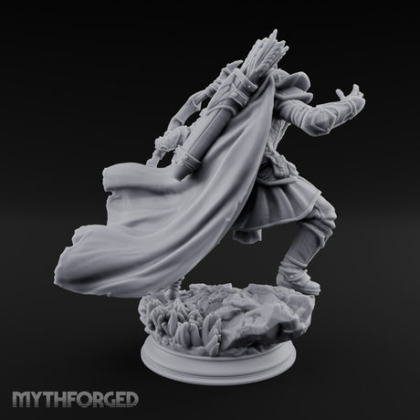 Lunging Forward Elf Ranger Miniature for Dungeons and Dragons, Pathfinder or other TTRPGs