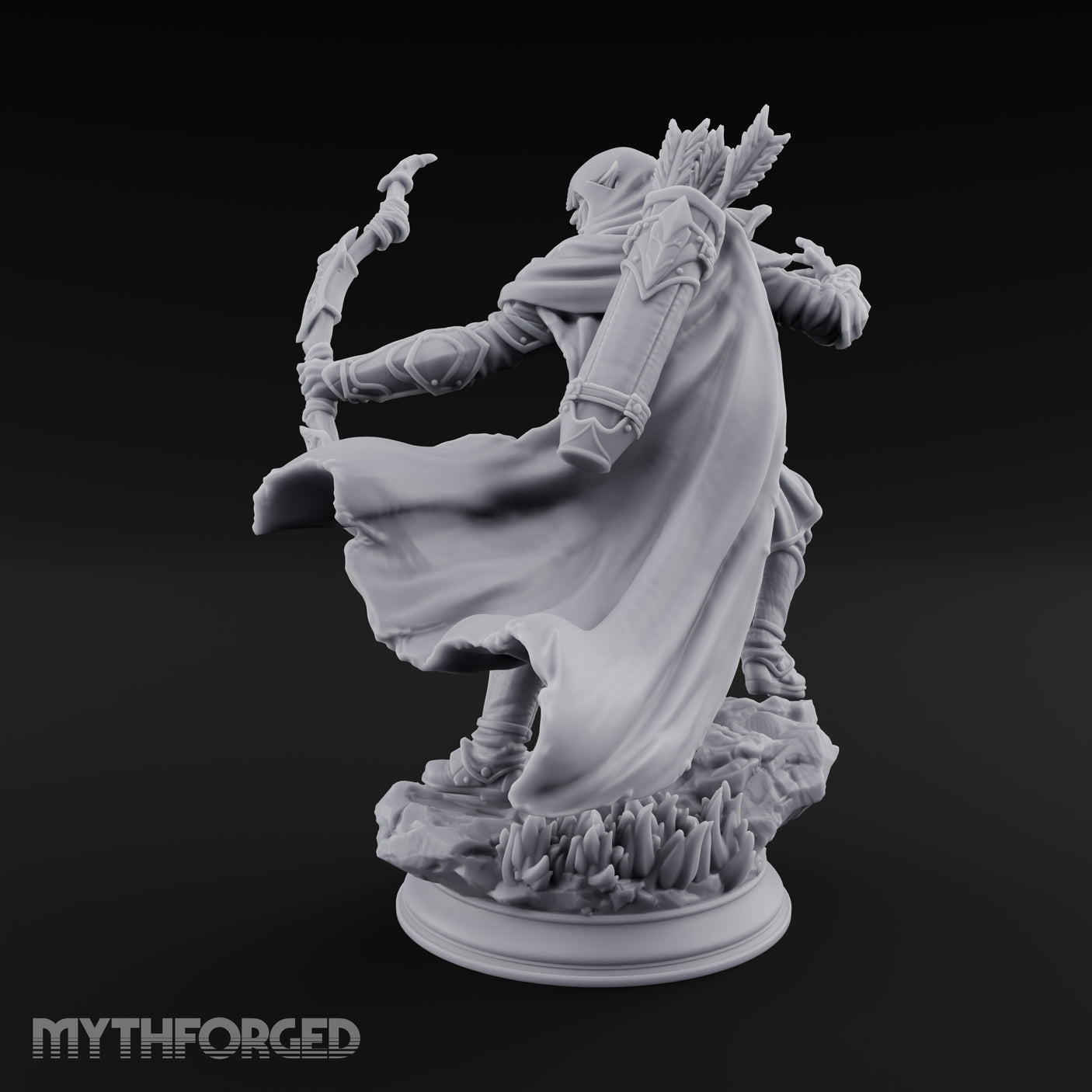 Lunging Forward Elf Ranger Miniature for Dungeons and Dragons, Pathfinder or other TTRPGs