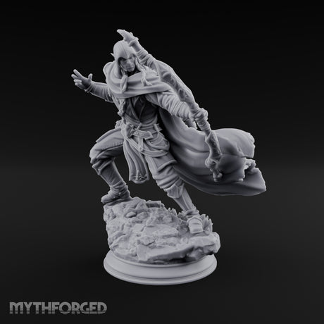 Lunging Forward Elf Ranger Miniature for Dungeons and Dragons, Pathfinder or other TTRPGs