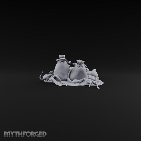 Something Nibbled the Payroll Vine-Wrapped Grain Sacks with Rats on Rubble Base