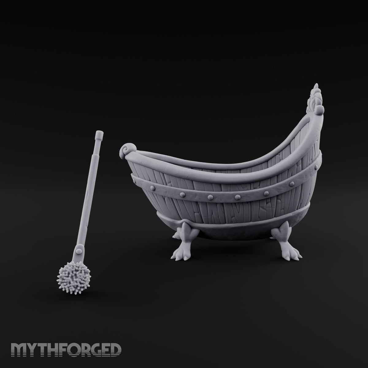 Clawed Feet Wooden Clawfoot Bathtub with Brush