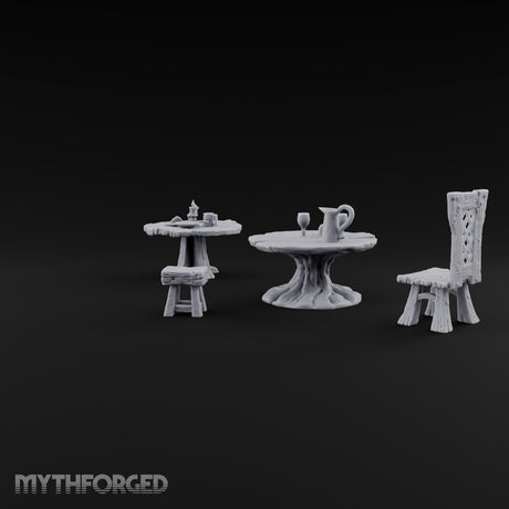 Stump Tables, Seats Saved Wooden Tavern Tables and Chairs