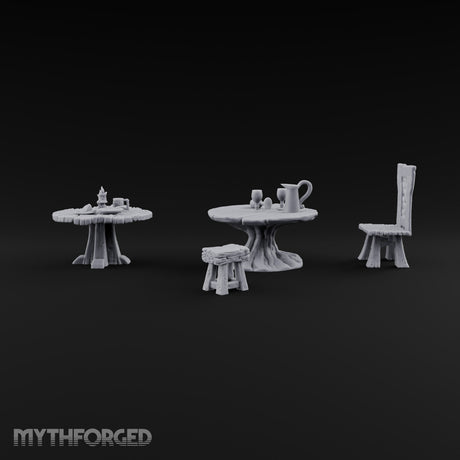 Stump Tables, Seats Saved Wooden Tavern Tables and Chairs