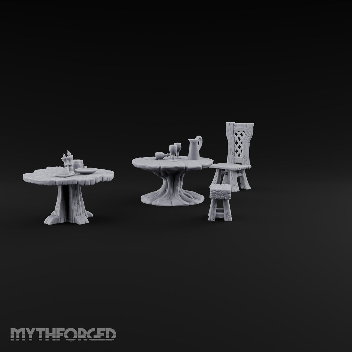 Stump Tables, Seats Saved Wooden Tavern Tables and Chairs