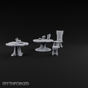 Stump Tables, Seats Saved Wooden Tavern Tables and Chairs