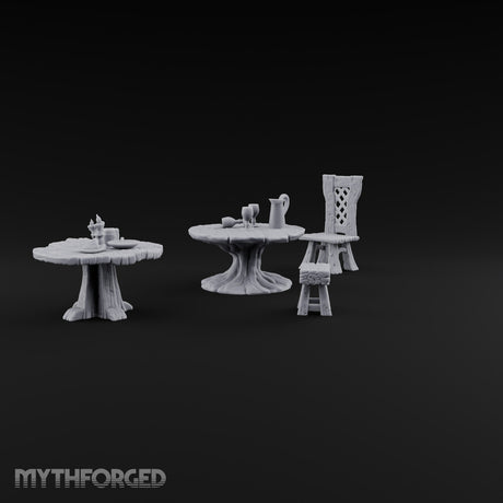 Stump Tables, Seats Saved Wooden Tavern Tables and Chairs