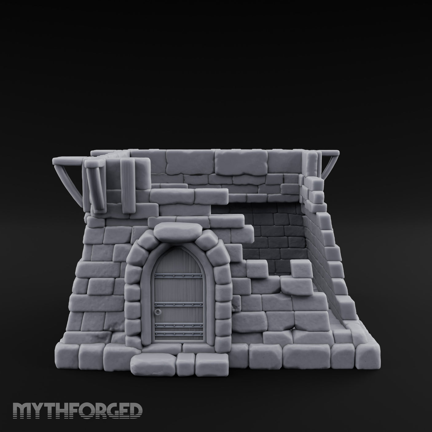 Iron-Banded Arch-Framed Stone Guard Post Miniature for Dungeons and Dragons, Pathfinder or other TTRPGs