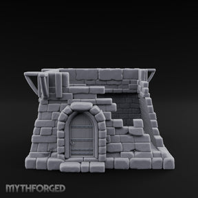 Iron-Banded Arch-Framed Stone Guard Post Miniature for Dungeons and Dragons, Pathfinder or other TTRPGs