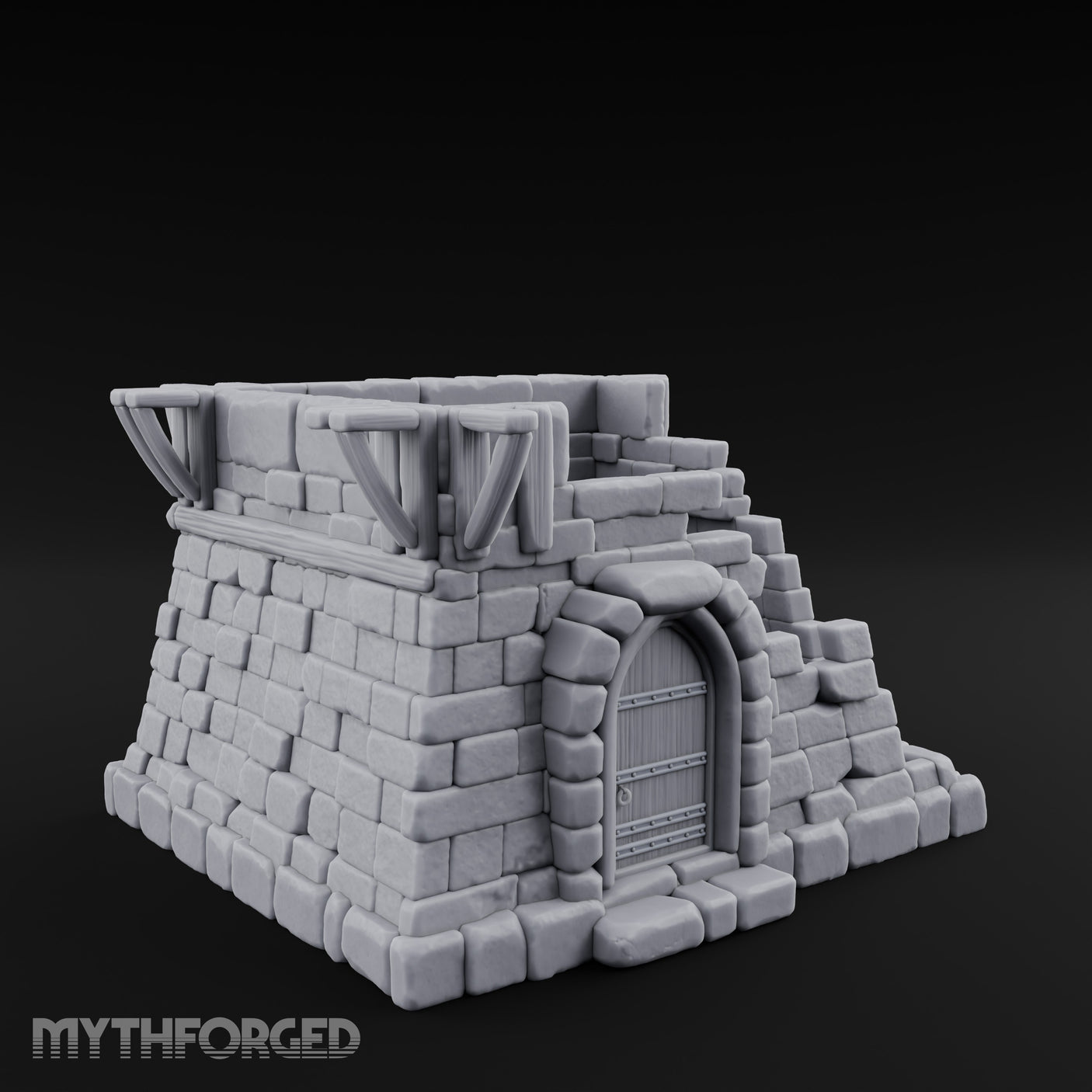 Iron-Banded Arch-Framed Stone Guard Post Miniature for Dungeons and Dragons, Pathfinder or other TTRPGs