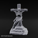 Iron-Bound Shroud-Draped Crucified Skeleton Monument Miniature for Dungeons and Dragons, Pathfinder or other TTRPGs