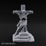 Iron-Bound Shroud-Draped Crucified Skeleton Monument Miniature for Dungeons and Dragons, Pathfinder or other TTRPGs