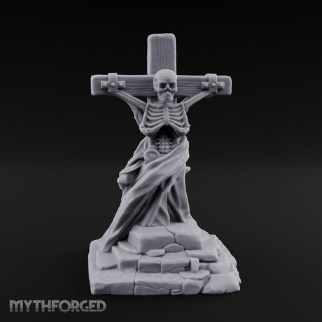 Iron-Bound Shroud-Draped Crucified Skeleton Monument Miniature for Dungeons and Dragons, Pathfinder or other TTRPGs