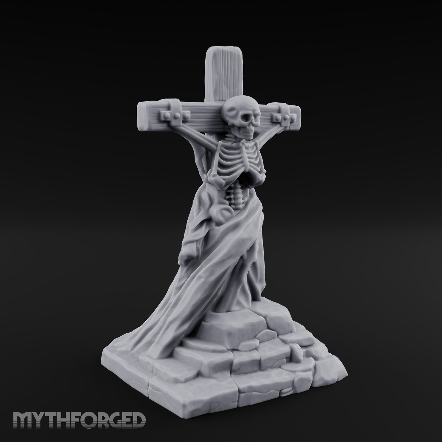 Iron-Bound Shroud-Draped Crucified Skeleton Monument Miniature for Dungeons and Dragons, Pathfinder or other TTRPGs