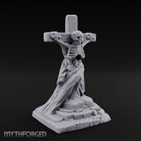 Iron-Bound Shroud-Draped Crucified Skeleton Monument Miniature for Dungeons and Dragons, Pathfinder or other TTRPGs