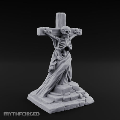 Iron-Bound Shroud-Draped Crucified Skeleton Monument Miniature for Dungeons and Dragons, Pathfinder or other TTRPGs
