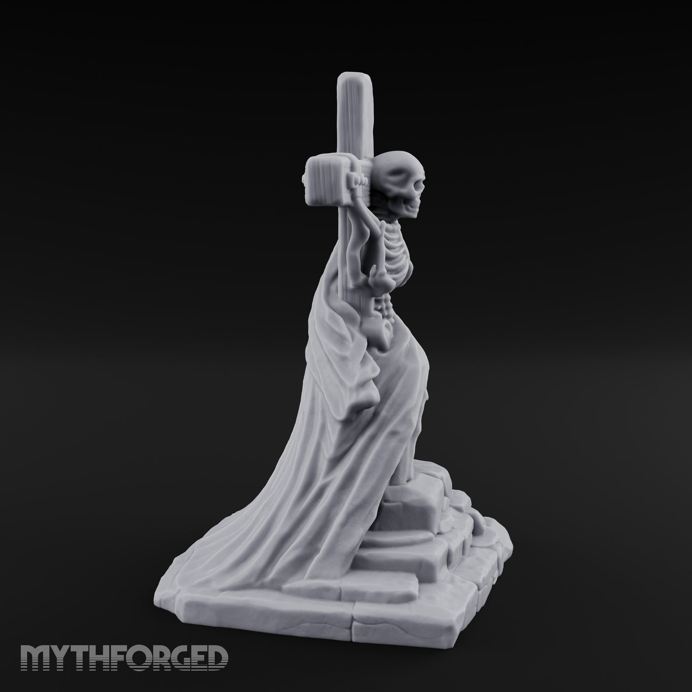 Iron-Bound Shroud-Draped Crucified Skeleton Monument Miniature for Dungeons and Dragons, Pathfinder or other TTRPGs