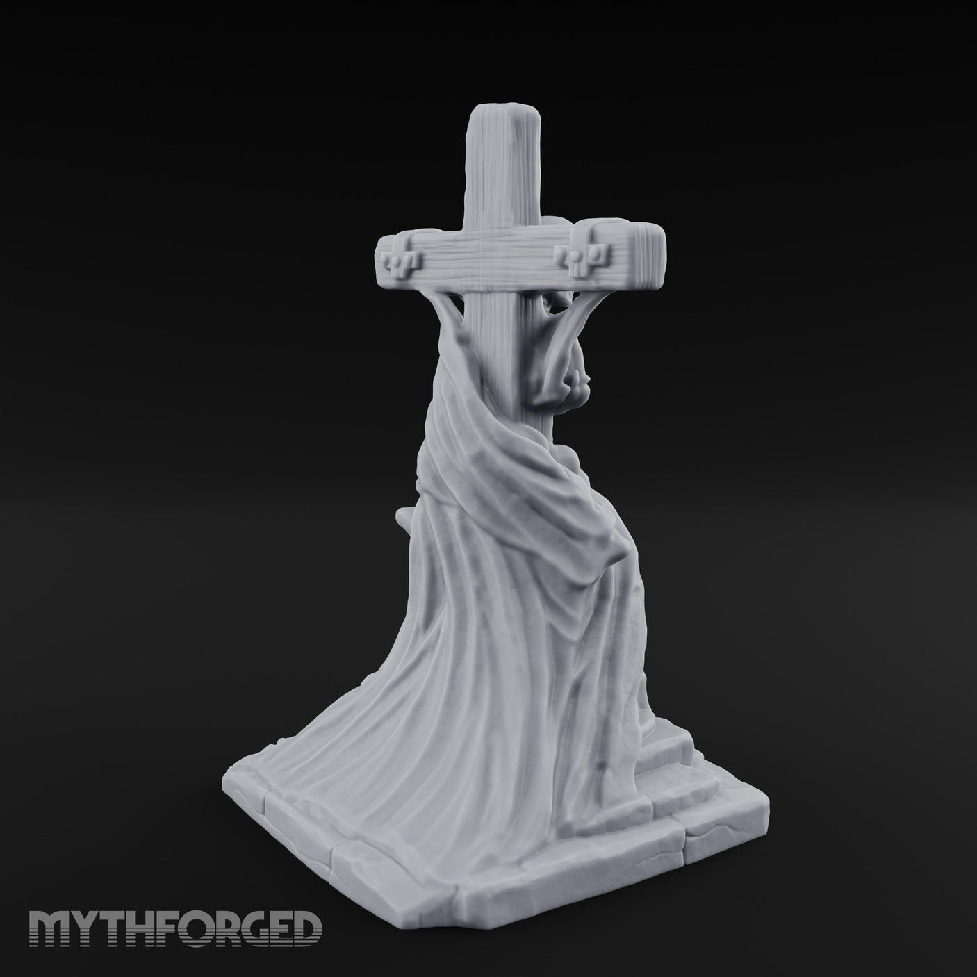 Iron-Bound Shroud-Draped Crucified Skeleton Monument Miniature for Dungeons and Dragons, Pathfinder or other TTRPGs