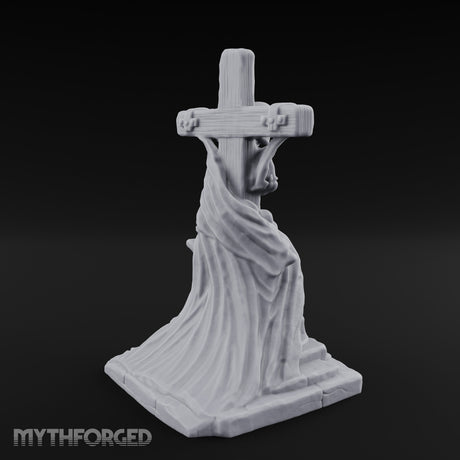 Iron-Bound Shroud-Draped Crucified Skeleton Monument Miniature for Dungeons and Dragons, Pathfinder or other TTRPGs