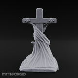 Iron-Bound Shroud-Draped Crucified Skeleton Monument Miniature for Dungeons and Dragons, Pathfinder or other TTRPGs