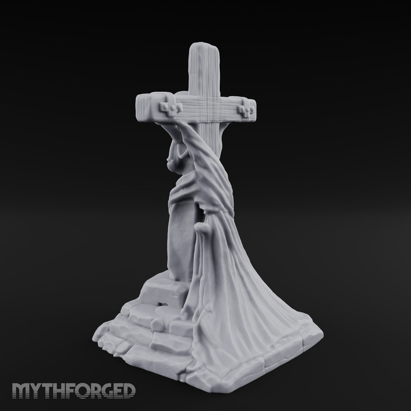 Iron-Bound Shroud-Draped Crucified Skeleton Monument Miniature for Dungeons and Dragons, Pathfinder or other TTRPGs