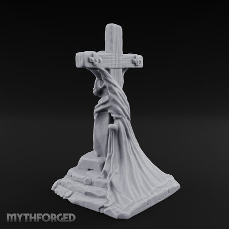 Iron-Bound Shroud-Draped Crucified Skeleton Monument Miniature for Dungeons and Dragons, Pathfinder or other TTRPGs
