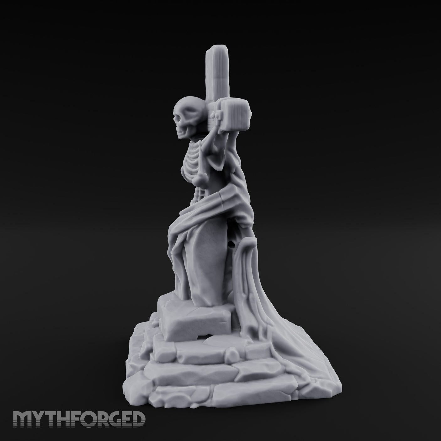 Iron-Bound Shroud-Draped Crucified Skeleton Monument Miniature for Dungeons and Dragons, Pathfinder or other TTRPGs