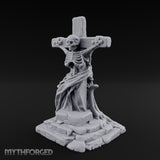 Iron-Bound Shroud-Draped Crucified Skeleton Monument Miniature for Dungeons and Dragons, Pathfinder or other TTRPGs