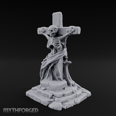 Iron-Bound Shroud-Draped Crucified Skeleton Monument Miniature for Dungeons and Dragons, Pathfinder or other TTRPGs