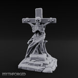 Iron-Bound Shroud-Draped Crucified Skeleton Monument Miniature for Dungeons and Dragons, Pathfinder or other TTRPGs