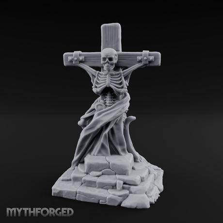 Iron-Bound Shroud-Draped Crucified Skeleton Monument Miniature for Dungeons and Dragons, Pathfinder or other TTRPGs