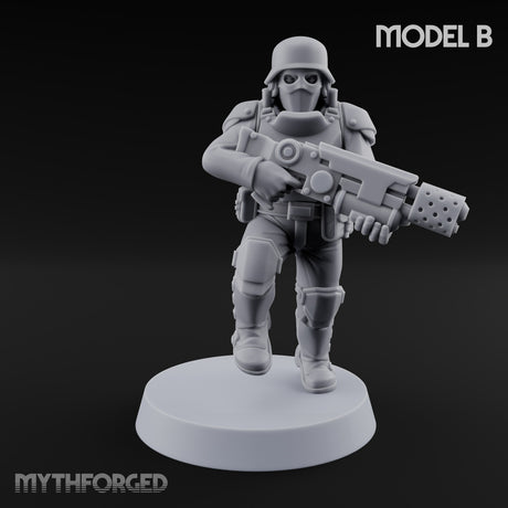 Breathe Easy, Fight Hard Human Gas-Masked Command Squad Soldiers — B · 1 · Mace and Pistol 1