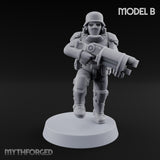 Breathe Easy, Fight Hard Human Gas-Masked Command Squad Soldiers — B · 4 · Mace and Pistol 1