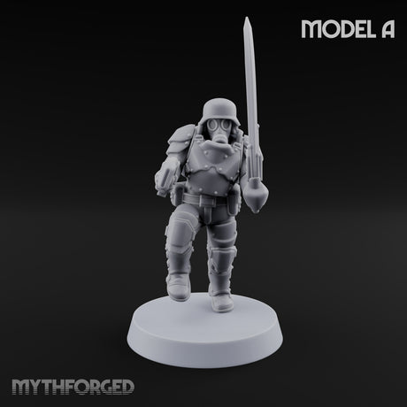 Trust the Moustache Human Armoured Heavy Weapons Soldiers — A · Sword and Pistol + Gun 2 + Gun 3 + Gun 4 + Gun 5