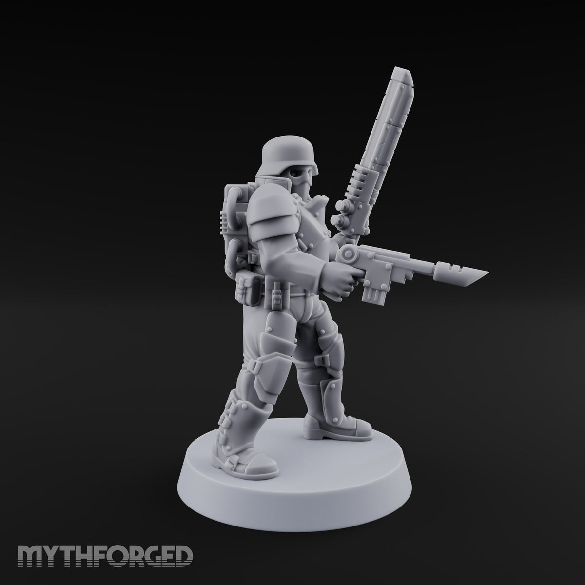 Trust the Moustache Human Armoured Heavy Weapons Soldier B — Chainsword and Pistol