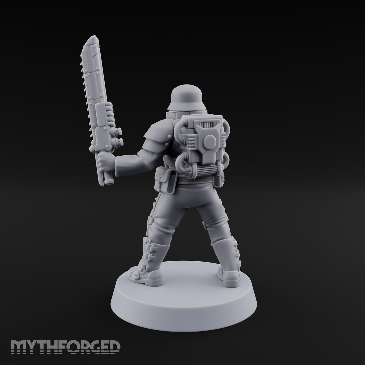 Trust the Moustache Human Armoured Heavy Weapons Soldier B — Chainsword and Pistol
