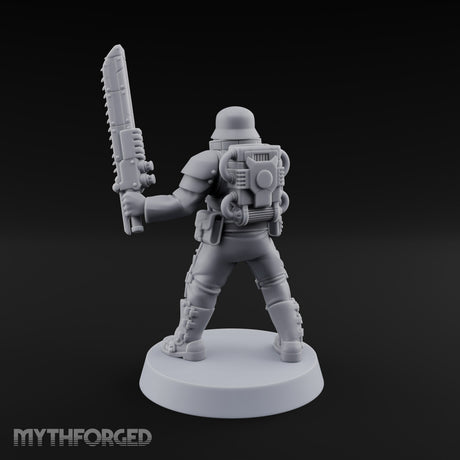 Trust the Moustache Human Armoured Heavy Weapons Soldier B — Chainsword and Pistol