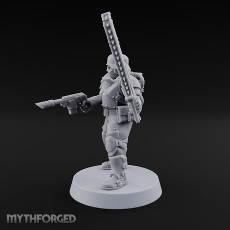 Trust the Moustache Human Armoured Heavy Weapons Soldier B — Chainsword and Pistol