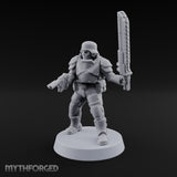 Trust the Moustache Human Armoured Heavy Weapons Soldier B — Chainsword and Pistol