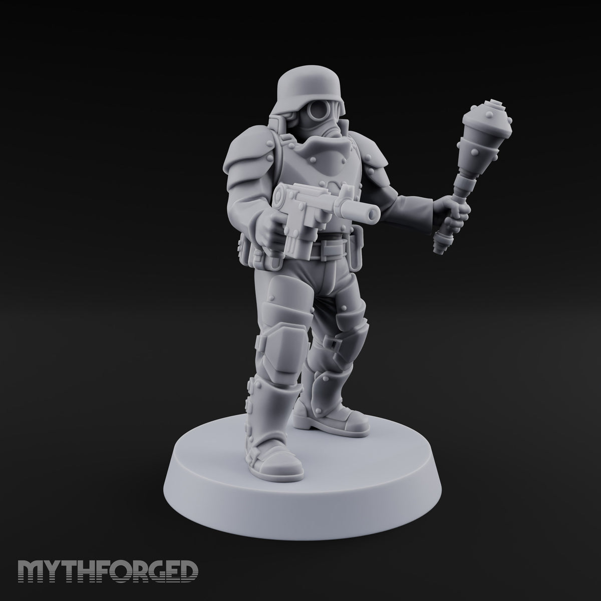 Trust the Moustache Human Armoured Heavy Weapons Soldiers — C · Gun 1 + Gun 2 + Mace and Pistol + Gun 4 + Gun 5