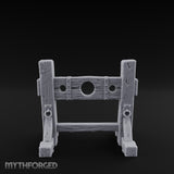Iron-Riveted Grain-Split Punishment Stocks Miniature for Dungeons and Dragons, Pathfinder or other TTRPGs