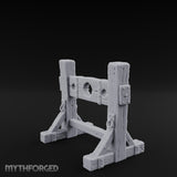 Iron-Riveted Grain-Split Punishment Stocks Miniature for Dungeons and Dragons, Pathfinder or other TTRPGs