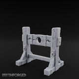 Iron-Riveted Grain-Split Punishment Stocks Miniature for Dungeons and Dragons, Pathfinder or other TTRPGs