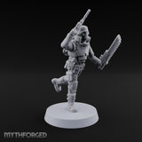 Not Here for Small Talk Human Sci-Fi Soldier D — Chainsword and Raised Pistol