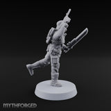 Not Here for Small Talk Human Sci-Fi Soldier D — Chainsword and Raised Pistol